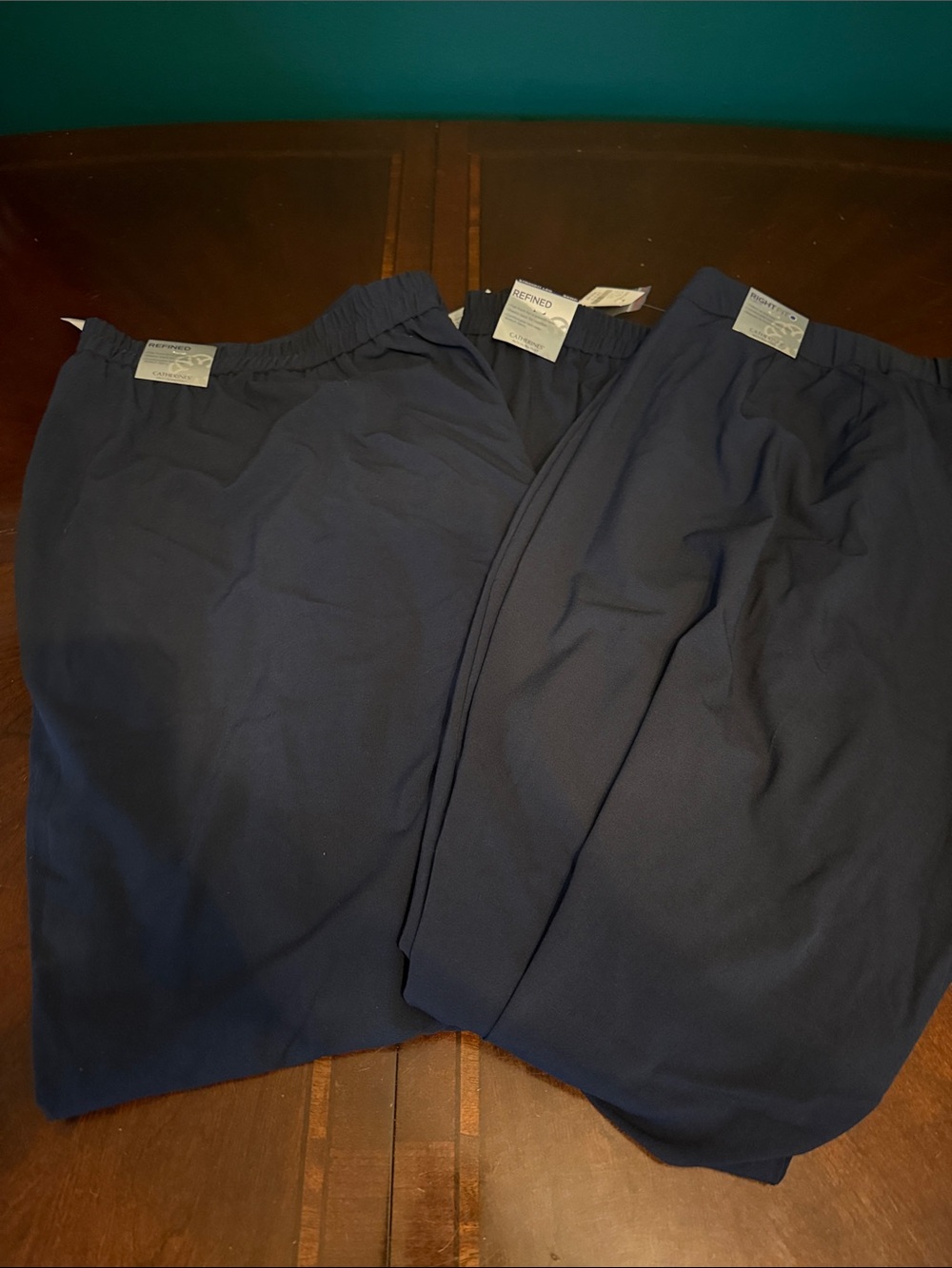 Catherines Navy Straight-Leg Pants - Elastic Waist
